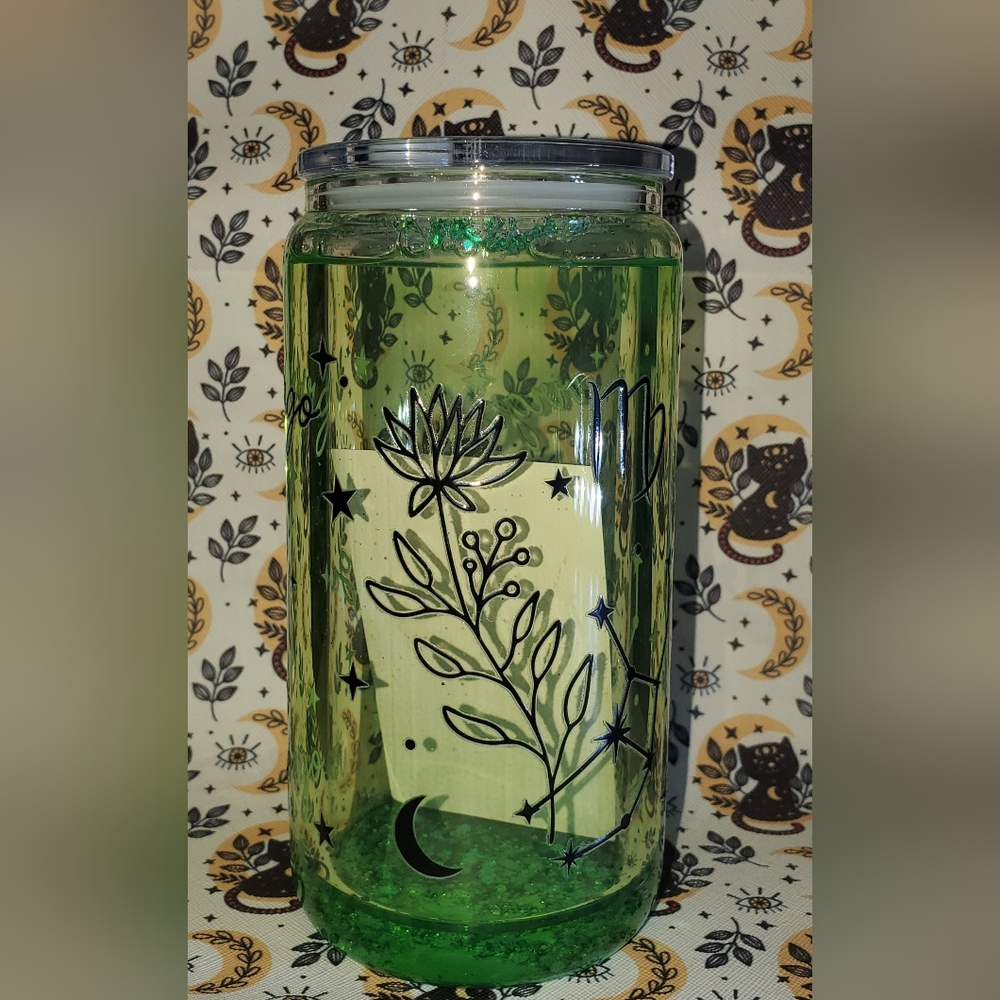 Green Zodiac-Themed Water Bottle